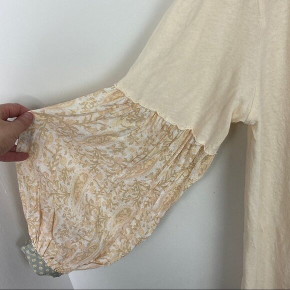 Free People Jade Top Oversized Bubble Sleeve Size XS Raw Edge Bohemian Boho Tee - Picture 6 of 11
